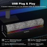 Soulion r100 enceinte pc, bleutooth barre de son pc avec synchronisation/affichage audio-lumière, pour pc, tablette, smartphone,