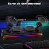 Soulion r100 enceinte pc, bleutooth barre de son pc avec synchronisation/affichage audio-lumière, pour pc, tablette, smartphone,
