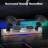 Soulion r100 enceinte pc, bleutooth barre de son pc avec synchronisation/affichage audio-lumière, pour pc, tablette, smartphone,