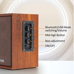 Haut-parleurs pc 2.0 en bois 40w – enceintes usb bleutooth avec dsp hi-fi, enceintes pc portables basses puissantes, son stéréo 
