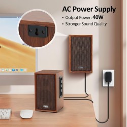 Haut-parleurs pc 2.0 en bois 40w – enceintes usb bleutooth avec dsp hi-fi, enceintes pc portables basses puissantes, son stéréo 