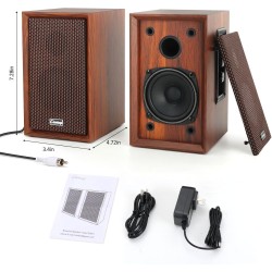 Haut-parleurs pc 2.0 en bois 40w – enceintes usb bleutooth avec dsp hi-fi, enceintes pc portables basses puissantes, son stéréo 