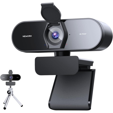 Webcam 4K, Webcam UHD 1080p @ 60 fps, autofocus PDAF + CDAF, Cache de confidentialité et trépied, Plug & Play, Correction Automa