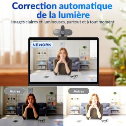 Webcam 4K, Webcam UHD 1080p @ 60 fps, autofocus PDAF + CDAF, Cache de confidentialité et trépied, Plug & Play, Correction Automa