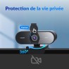 Webcam 4K, Webcam UHD 1080p @ 60 fps, autofocus PDAF + CDAF, Cache de confidentialité et trépied, Plug & Play, Correction Automa