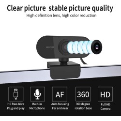Vinmooog Webcam Streaming Camera pc,webcams et equipement voip Full HD 1080P avec Microphone USB 360° Rotation Plug and Play vid