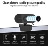 Vinmooog Webcam Streaming Camera pc,webcams et equipement voip Full HD 1080P avec Microphone USB 360° Rotation Plug and Play vid