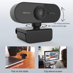 Vinmooog Webcam Streaming Camera pc,webcams et equipement voip Full HD 1080P avec Microphone USB 360° Rotation Plug and Play vid