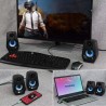 Smalody Haut-parleurs d'ordinateur, Haut-parleurs PC filaires alimentés par USB, multimédia stéréo, lumières RGB de Jeu, De Jeu 