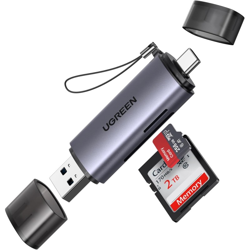 Uvert lecteur de carte sd tf usb c et usb 3.0 2 en 1 adaptateur de microsd en aluminium 5gbps card reader compatible avec macboo