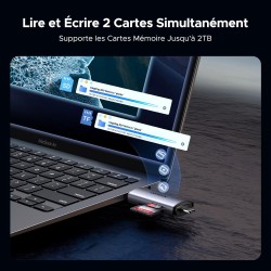 Uvert lecteur de carte sd tf usb c et usb 3.0 2 en 1 adaptateur de microsd en aluminium 5gbps card reader compatible avec macboo