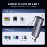 Uvert lecteur de carte sd tf usb c et usb 3.0 2 en 1 adaptateur de microsd en aluminium 5gbps card reader compatible avec macboo