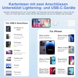 Lecteur de Carte SD pour iPhone, [Apple MFi Certified] Lightning USB C Adaptateur Carte SD pour Micro SD/SD, Lecteurs Carte Mémo