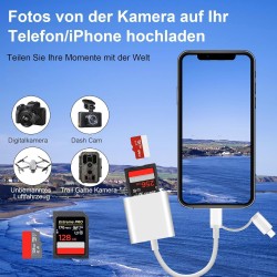 Lecteur de Carte SD pour iPhone, [Apple MFi Certified] Lightning USB C Adaptateur Carte SD pour Micro SD/SD, Lecteurs Carte Mémo