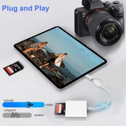 Lecteur de Carte SD pour iPhone, [Apple MFi Certified] Lightning USB C Adaptateur Carte SD pour Micro SD/SD, Lecteurs Carte Mémo