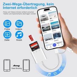 Adaptateur lecteur de carte SD pour iPhone, USBC SD Card Reader Lightning to Memory Card Camera Reader Adaptateur carte microSD 
