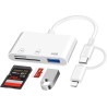 Lecteur Carte SD pour iPhone [Certifié Apple MFi] 3 en 2 Adaptateur Carte SD USB C Lightning vers SD/Micro SD/USB, Adaptateur de