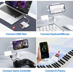 Lecteur Carte SD pour iPhone [Certifié Apple MFi] 3 en 2 Adaptateur Carte SD USB C Lightning vers SD/Micro SD/USB, Adaptateur de