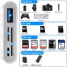 4 en 1 Lecteur Carte SD pour iPhone iPad, USB C Lightning Adaptateur Carte SD avec SD/TF/USB OTG/Chargement Slot, Lecteurs de Ca