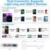 4 en 1 Lecteur Carte SD pour iPhone iPad, USB C Lightning Adaptateur Carte SD avec SD/TF/USB OTG/Chargement Slot, Lecteurs de Ca