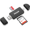 Vanja Lecteur de Cartes SD/Micro SD, USB C Lecteur de Carte mémoire et Micro USB pour SDXC, SDHC, SD, MMC, RS-MMC, Micro SDXC, M