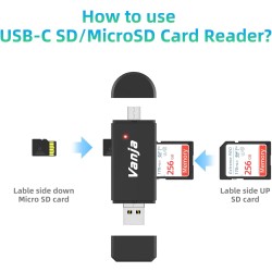 Vanja Lecteur de Cartes SD/Micro SD, USB C Lecteur de Carte mémoire et Micro USB pour SDXC, SDHC, SD, MMC, RS-MMC, Micro SDXC, M
