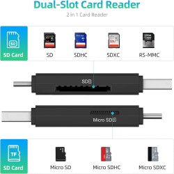 Vanja USB 3.0 Lecteur Cartes SD, Type C/USB 3.0, Adaptateur Carte SD/Micro SD pour Computer/Laptop/Camera/PC/Android Phone,Adapt