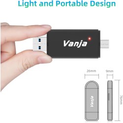 Vanja USB 3.0 Lecteur Cartes SD, Type C/USB 3.0, Adaptateur Carte SD/Micro SD pour Computer/Laptop/Camera/PC/Android Phone,Adapt