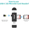 Vanja USB 3.0 Lecteur Cartes SD, Type C/USB 3.0, Adaptateur Carte SD/Micro SD pour Computer/Laptop/Camera/PC/Android Phone,Adapt