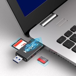 Vanja USB 3.0 Lecteur Cartes SD, Type C/USB 3.0, Adaptateur Carte SD/Micro SD pour Computer/Laptop/Camera/PC/Android Phone,Adapt