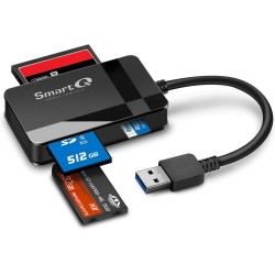 SmartQ Lecteur de cartes SD USB 3.0 C368, Plug N Play, compatible avec Apple et Windows, alimenté par USB, supporte CF/SD/SDHC/S