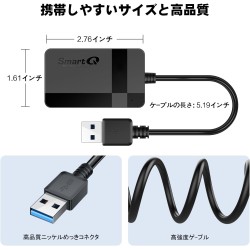 SmartQ Lecteur de cartes SD USB 3.0 C368, Plug N Play, compatible avec Apple et Windows, alimenté par USB, supporte CF/SD/SDHC/S