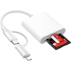 Lecteur Carte SD pour iPhone iPad, USB C & Lightning Adaptateur Carte SD pour Micro SD/SD, Lecteurs Carte Mémoire Externes pour 