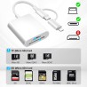 Lecteur Carte SD pour iPhone iPad, USB C & Lightning Adaptateur Carte SD pour Micro SD/SD, Lecteurs Carte Mémoire Externes pour 
