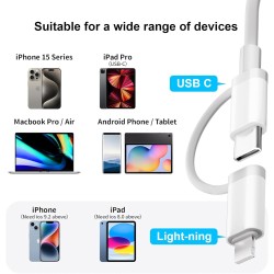 Lecteur Carte SD pour iPhone iPad, USB C & Lightning Adaptateur Carte SD pour Micro SD/SD, Lecteurs Carte Mémoire Externes pour 