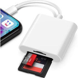 Lydia Lecteur de carte SD pour iPhone/iPad, adaptateur de lecteur de carte mémoire, adaptateur de lecteur de carte Micro SD pour