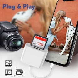 Lydia Lecteur de carte SD pour iPhone/iPad, adaptateur de lecteur de carte mémoire, adaptateur de lecteur de carte Micro SD pour