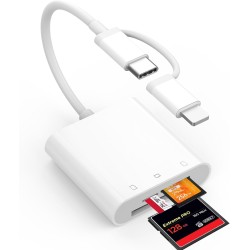 [Certifié Apple MFi] Lecteur de Carte SD Compact Flash, Loydia 3 en 1 USB-C Lightning vers SD/Micro SD/CF, Adaptateur Carte SD L