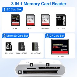 [Certifié Apple MFi] Lecteur de Carte SD Compact Flash, Loydia 3 en 1 USB-C Lightning vers SD/Micro SD/CF, Adaptateur Carte SD L