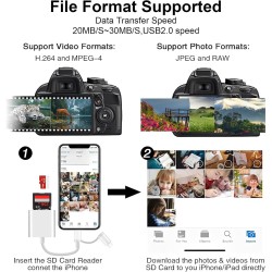 [Certifié Apple MFi] Lecteur de Carte SD Compact Flash, Loydia 3 en 1 USB-C Lightning vers SD/Micro SD/CF, Adaptateur Carte SD L