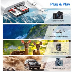 [Certifié Apple MFi] Lecteur de Carte SD Compact Flash, Loydia 3 en 1 USB-C Lightning vers SD/Micro SD/CF, Adaptateur Carte SD L
