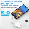 [Apple MFi Certified] Lecteur de Carte SD pour iPhone iPad - 3 en 1 Adaptateur de Carte SD pour Micro SD/SD/Charge de Type-C - A
