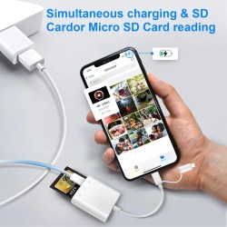 [Apple MFi Certified] Lecteur de Carte SD pour iPhone iPad - 3 en 1 Adaptateur de Carte SD pour Micro SD/SD/Charge de Type-C - A