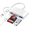 [Apple MFi Certified] 4 en 1 Lecteur Carte SD pour iPhone iPad, Adaptateur Cartes SD USBC Lightning vers SD/Micro SD/USB/Chargin