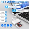 [Apple MFi Certified] 4 en 1 Lecteur Carte SD pour iPhone iPad, Adaptateur Cartes SD USBC Lightning vers SD/Micro SD/USB/Chargin