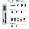 [Apple MFi Certified] 4 en 1 Lecteur Carte SD pour iPhone iPad, Adaptateur Cartes SD USBC Lightning vers SD/Micro SD/USB/Chargin