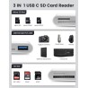 Lecteur de carte SD/Adaptateur 3-en-2 pour iPhone 15/14/Pro Max/Pro/Plus, iPad Pro, MacBook Pro/MacBook Air