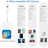 Lecteur de carte SD/Adaptateur 3-en-2 pour iPhone 15/14/Pro Max/Pro/Plus, iPad Pro, MacBook Pro/MacBook Air