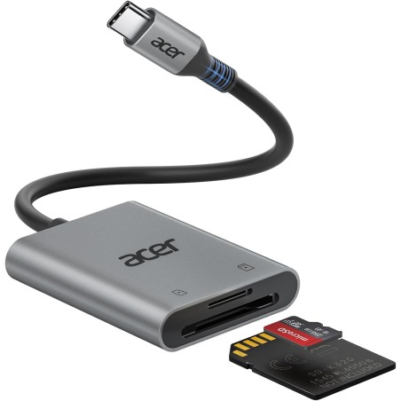 acer Lecteur de Carte SD USB C, Adapateur Carte Mémoire MicroSD USB C 5Gbps, Simultané à Lire et Écrire pour SD/Micro SD/SDHC/SD