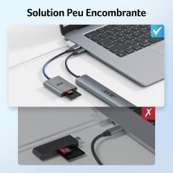acer Lecteur de Carte SD USB C, Adapateur Carte Mémoire MicroSD USB C 5Gbps, Simultané à Lire et Écrire pour SD/Micro SD/SDHC/SD